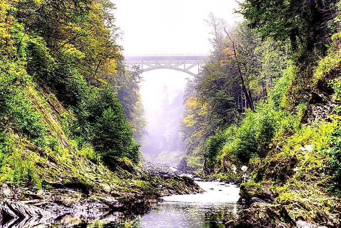Ottauquechee River flowing through Quechee Gorge in Vermont.