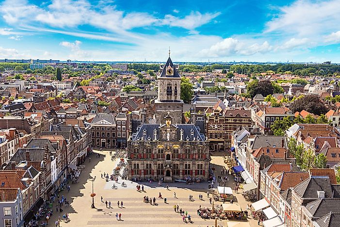 A panorama of the old buildings of Delft. A panorama of the old buildings of Delft.
