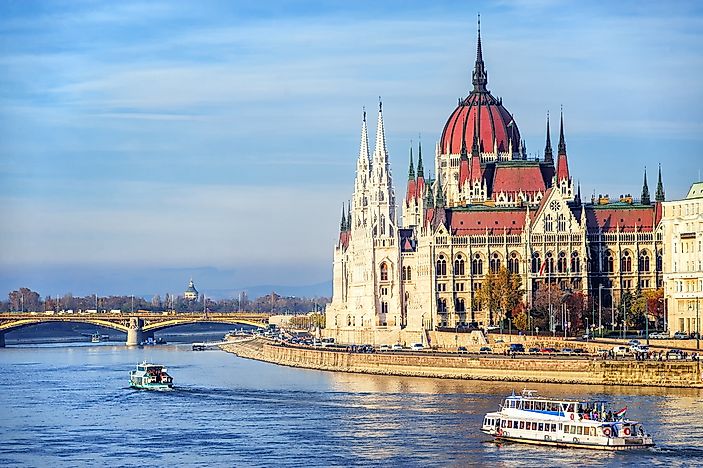 Cruise ship on the Danube at Budapest. Cruise ship on the Danube at Budapest.