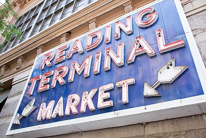 A sign welcoming visitors to the Reading Terminal Market. A sign welcoming visitors to the Reading Terminal Market.