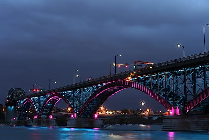 The Peace Bridge connects Buffalo, New York and Fort Erie, Ontario.