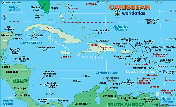 Caribbean Map Map Of The Caribbean Caribbean Outline Map World Atlas