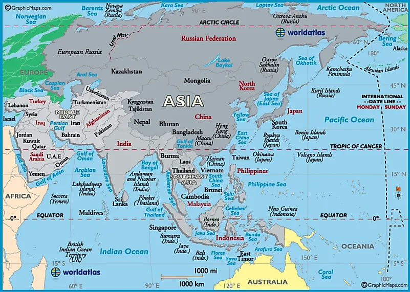 central and east asia physical map