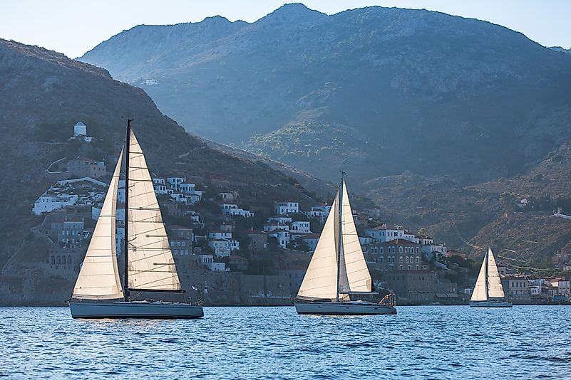 The Aegean Sea with the Greek coast in the background.