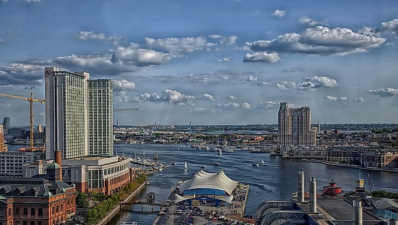 The stunning waterfront area of Baltimore, Maryland.