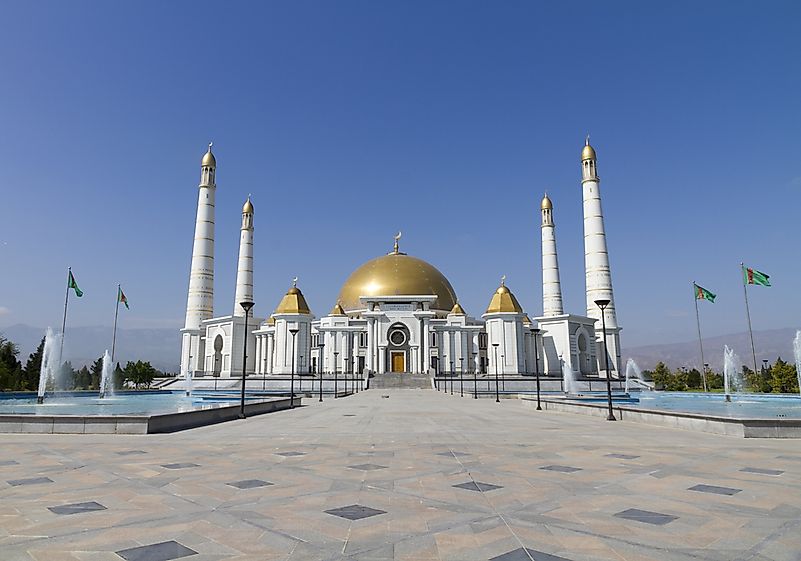 The grand mosque of Ashgabat. The grand mosque of Ashgabat.