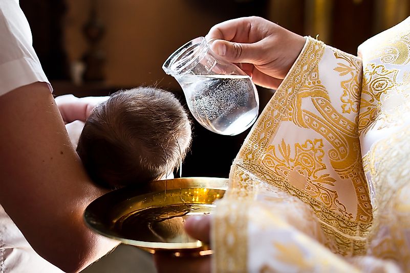 An infant baptism ceremony. Some children are named during such ceremonies.