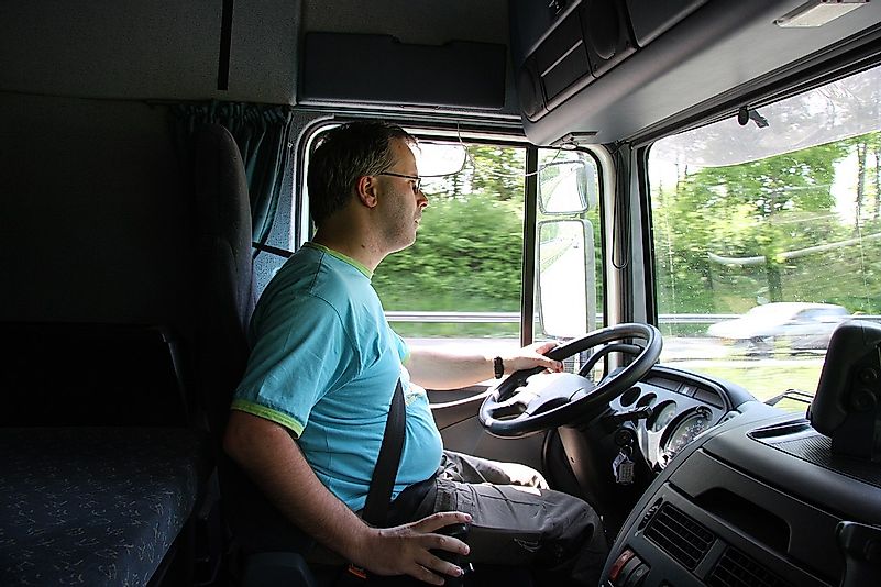 Truck drivers are needed to deliver essential goods to their destinations. Image credit: Veronica538/Wikimedia.org
