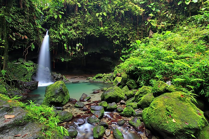 Uma cachoeira na Dominica. 
