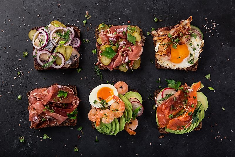 Traditional Danish open sandwiches. Traditional Danish open sandwiches.