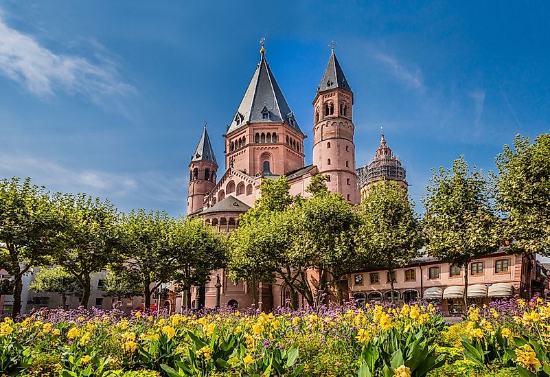 An ancient cathedral in Mainz, Germany. An ancient cathedral in Mainz, Germany.