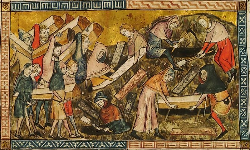 Citizens of Tournai bury plague victims.