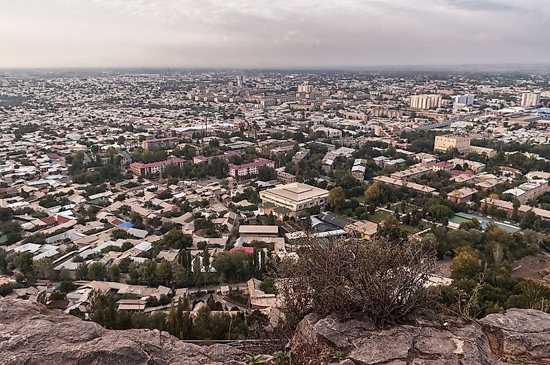 View of Osh from a nearby mountain. View of Osh from a nearby mountain.