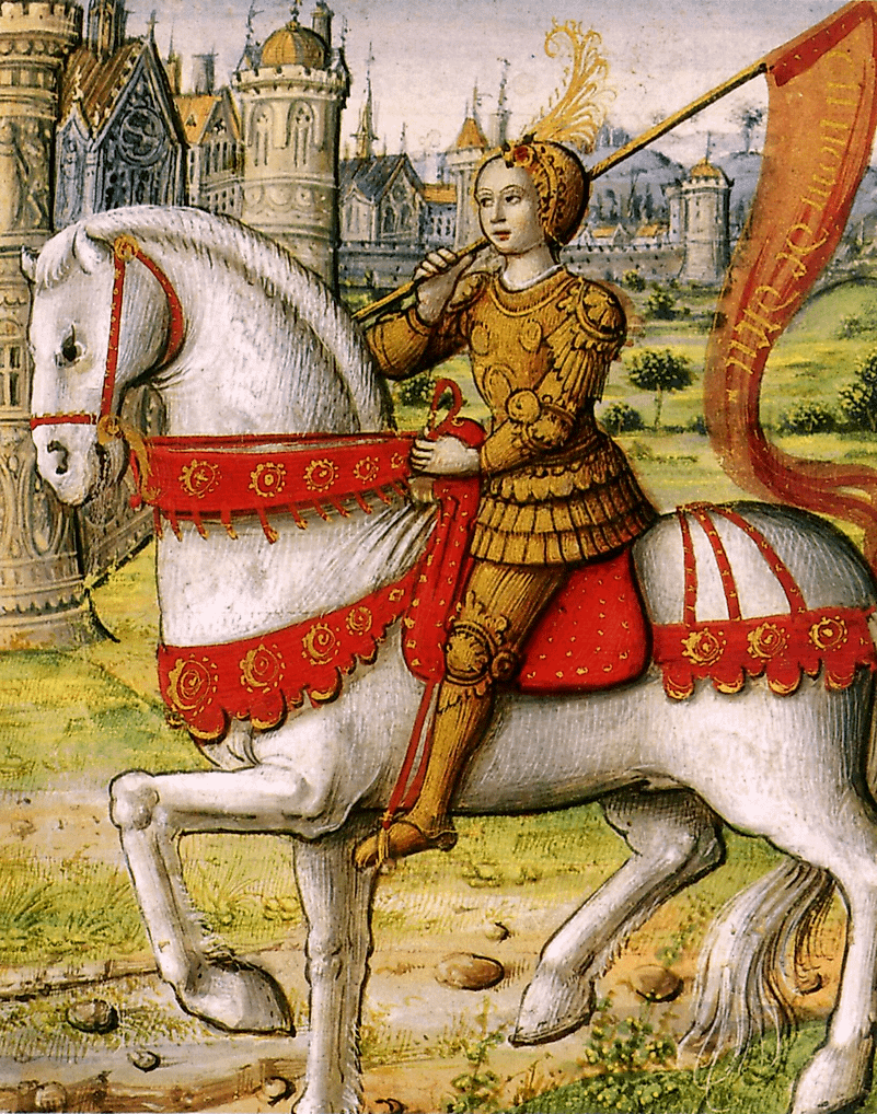 Joan of Arc depicted on horseback in an illustration from a 1504 manuscript. Image credit: Musée Dobrée / Public domain Joan of Arc depicted on horseback in an illustration from a 1504 manuscript. Image credit: Musée Dobrée / Public domain