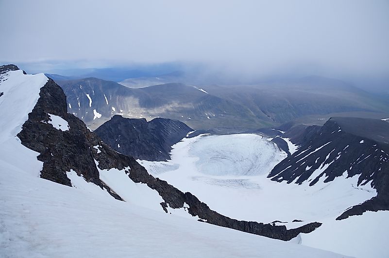 Mount Kebnekaise is part of the Scandinavian Mountains.