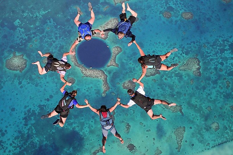 Skydiving into the Great Blue Hole. Image credit: Pinterest.com Skydiving into the Great Blue Hole. Image credit: Pinterest.com