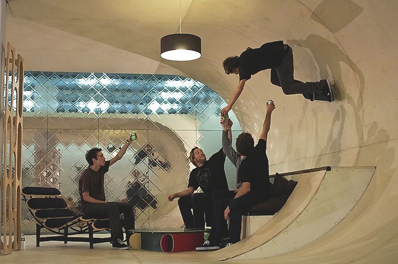Almost every surface in the PAS House is skate-able. Editorial credit: thehousetours.com