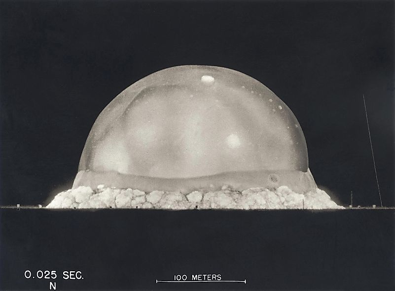 Footage of the Trinity Test, the first testing of the detonation of a nuclear weapon for the Manhattan Project, on July 16, 1945.