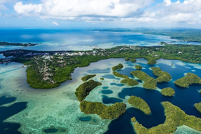 The landscape of Palau is vulnerable to rising sea levels as brought on by climate change. The landscape of Palau is vulnerable to rising sea levels as brought on by climate change.