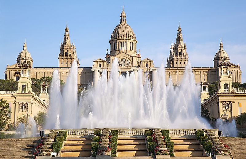 The Magic Fountain of Montjuïc in front of the Museu Nacional d'Art de Catalunya.