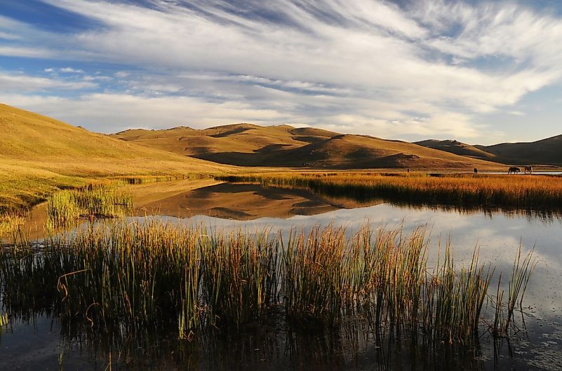Song Kol lake. Song Kol lake.