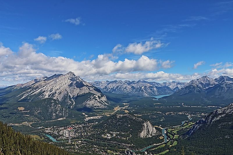 Tunnel Mountain can be seen here in the foreground. Tunnel Mountain can be seen here in the foreground.