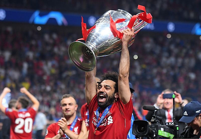 Mohamed Salah of Liverpool pictured during the award ceremony held after the 2018/19 UEFA Champions League Final. Credit: Picstaff / Shutterstock.com Mohamed Salah of Liverpool pictured during the award ceremony held after the 2018/19 UEFA Champions League Final