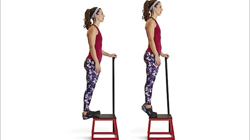 To have a good calf workout, all you need is one stair or anything that you can step on. Image credit: experiencelife.com To have a good calf workout, all you need is one stair or anything that you can step on. Image credit: experiencelife.com