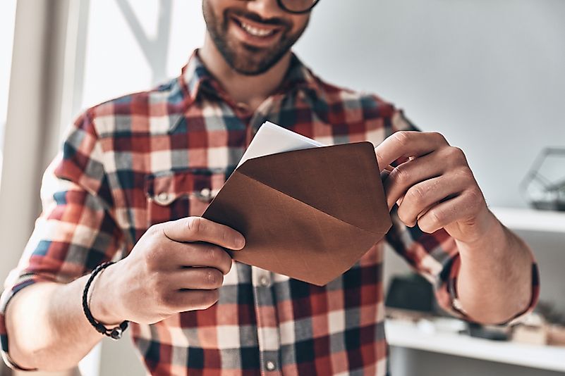 Receiving a greeting card.