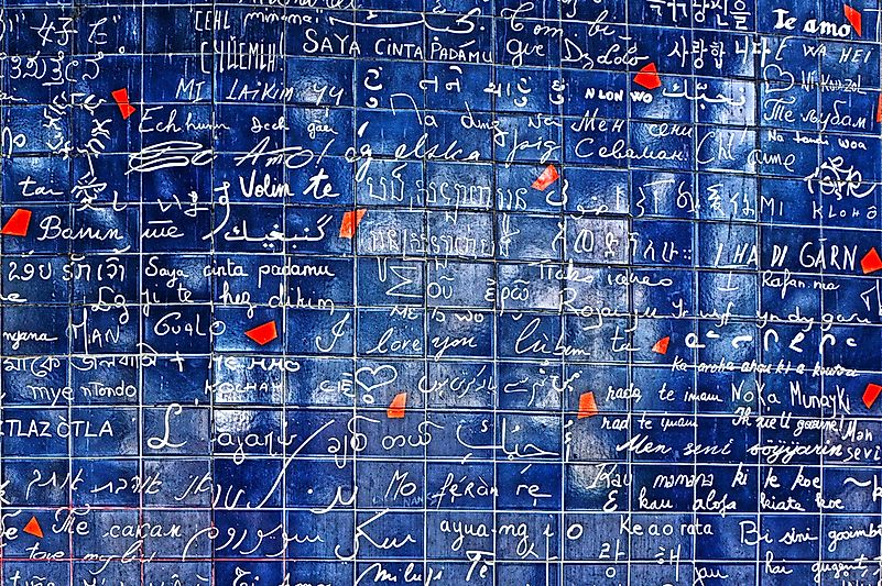 Le mur des je t'aime, Paris. Le mur des je t'aime, Paris.