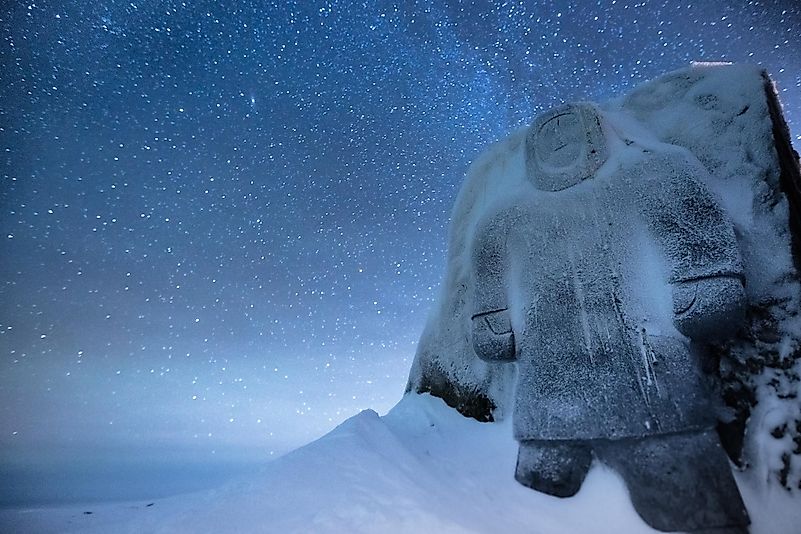Memorial to the relocated Inuits of the High Arctic, near hamlet of Resolute Bay, Nunavut, Canada, 2017 Memorial to the relocated Inuits of the High Arctic, near hamlet of Resolute Bay, Nunavut, Canada, 2017