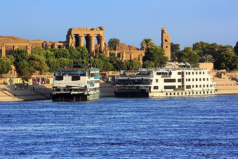 Cruise ships docked on the Nile River. Cruise ships docked on the Nile River.