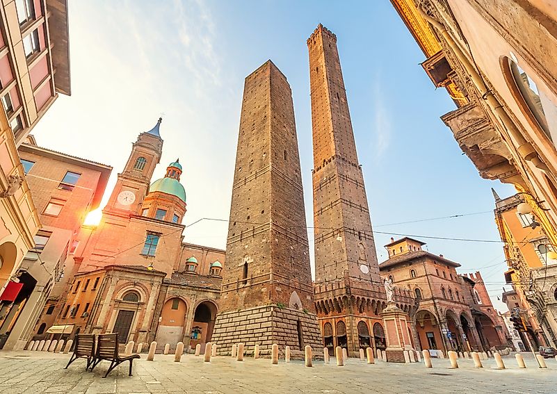 Two towers in Bologna, Italy. Two towers in Bologna, Italy.