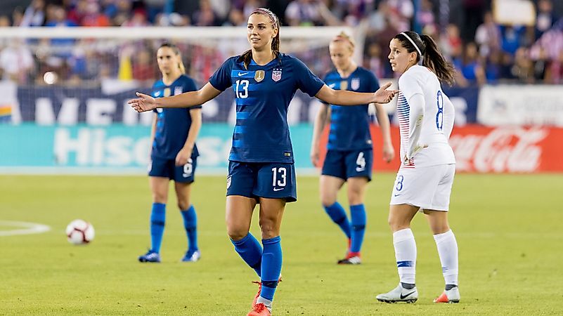 The U.S. men's soccer team does poorly, but the women's team dominates.