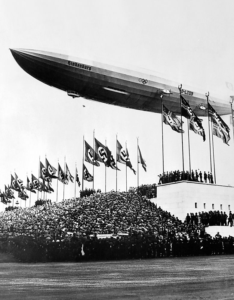 The Hindenburg flying low in salute of the Nazi hosts. Credit: Everett Historical / Shutterstock.com The Hindenburg flying low in salute of the Nazi hosts. Credit: Everett Historical / Shutterstock.com