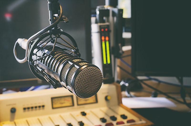 Microphone in a radio studio.