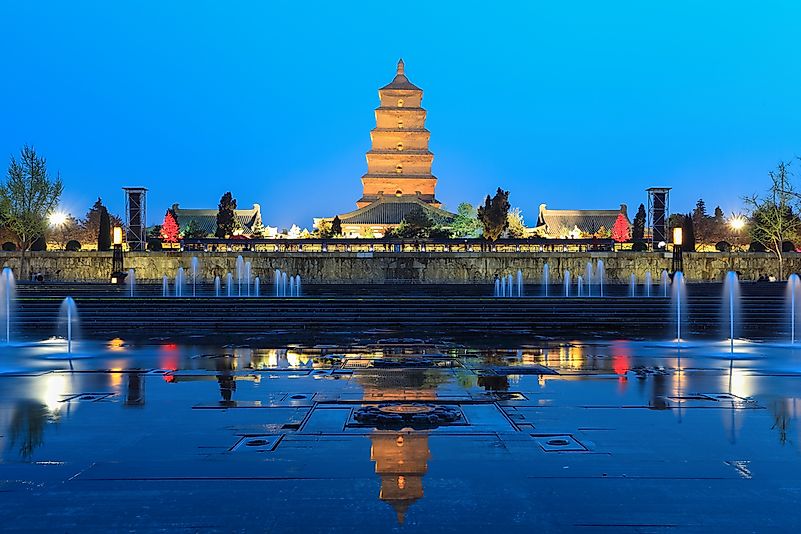 The leaning Giant Wild Goose Pagoda of Xi'an, China. The leaning Giant Wild Goose Pagoda of Xi'an, China.