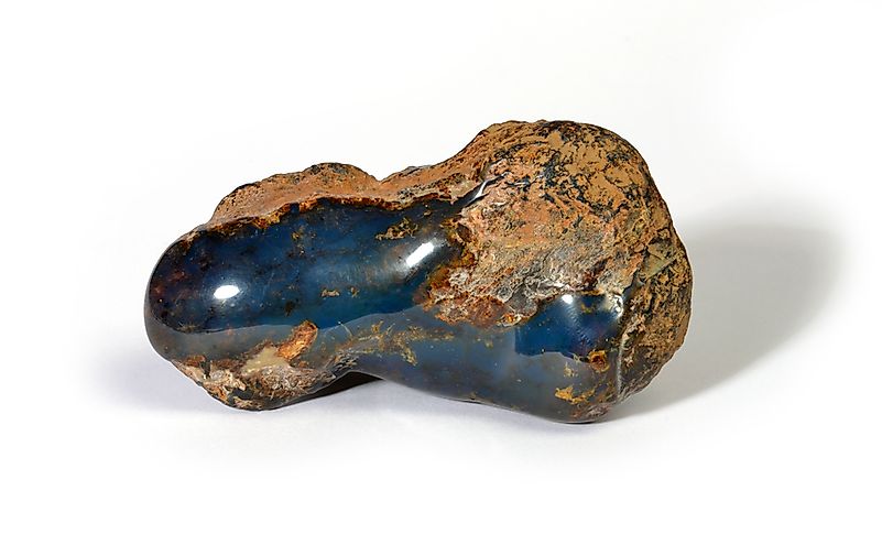 Semi-polished Dominican blue amber stone.