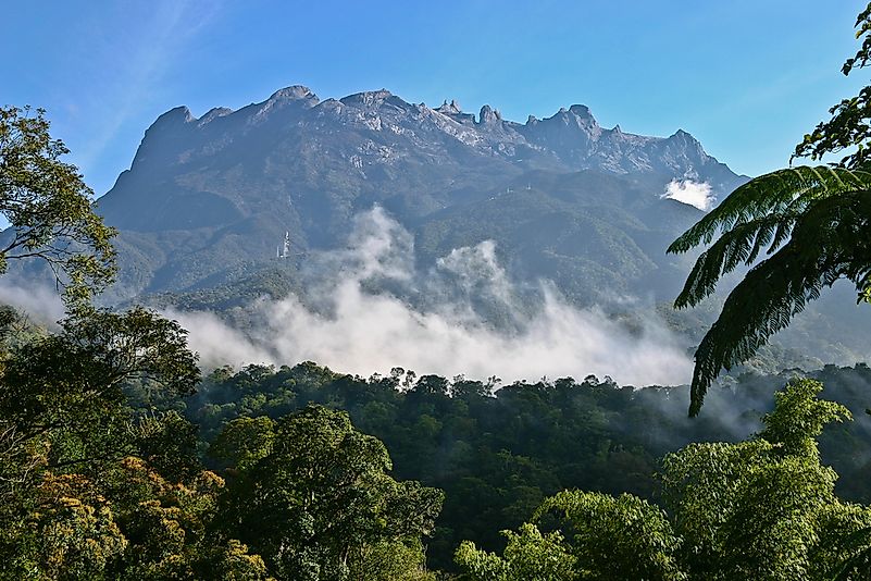 Mount Kinabalu is the highest point on the island of Borneo.