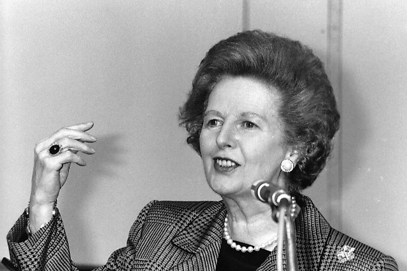 Former British Prime Minister Margaret Thatcher speaking in London, England. Editorial credit: David Fowler / Shutterstock.com