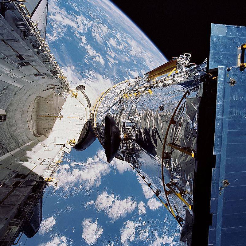 April 25, 1990: Deployment of the Hubble Space Telescope. Image credit: pio3 / Shutterstock.com April 25, 1990: Deployment of the Hubble Space Telescope. Image credit: pio3 / Shutterstock.com