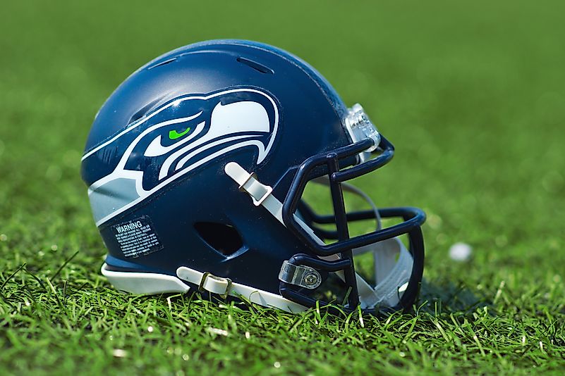 Replica of the Seattle Seahawks's helmet. Editorial credit: dean bertoncelj / Shutterstock.com
