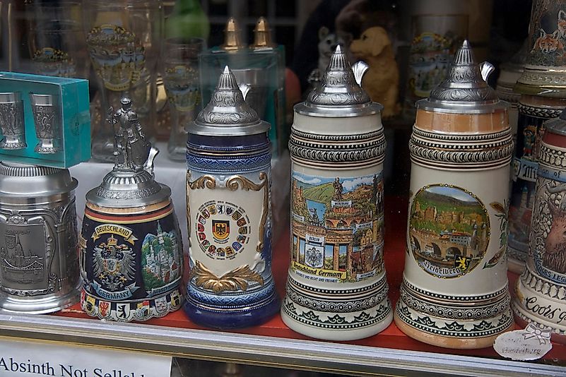 Decorated German Beer Steins. Image credit: Maksym Kozlenko/Wikimedia.org Decorated German Beer Steins. Image credit: Maksym Kozlenko/Wikimedia.org