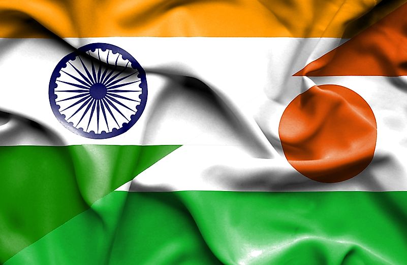 The flag of India, left, and the flag of Niger, right. The flag of India, left, and the flag of Niger, right.