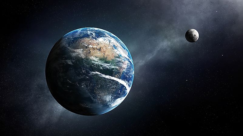 Earth and moon in space with milky-way. Earth and moon in space with milky-way.