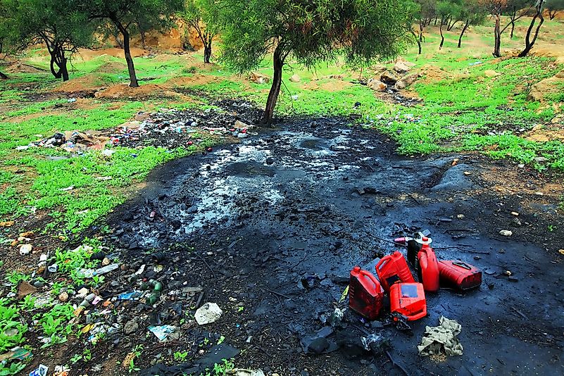 Soil pollution with petrochemical products. Image credit: Mikadun/Shutterstock.com Soil pollution with petrochemical products. Image credit: Mikadun/Shutterstock.com