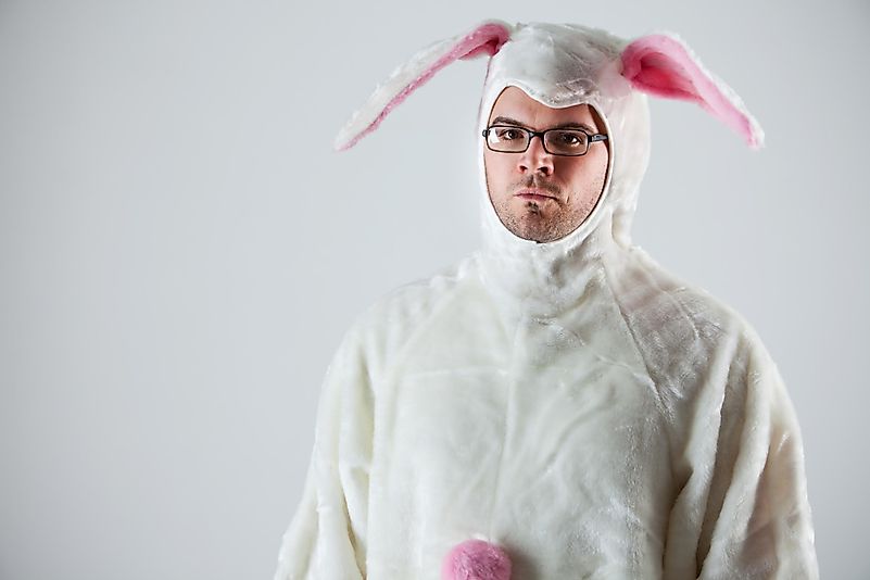 He was caught on video, dressed in an Easter Bunny costume, fighting an unknown man. He was caught on video, dressed in an Easter Bunny costume, fighting an unknown man.
