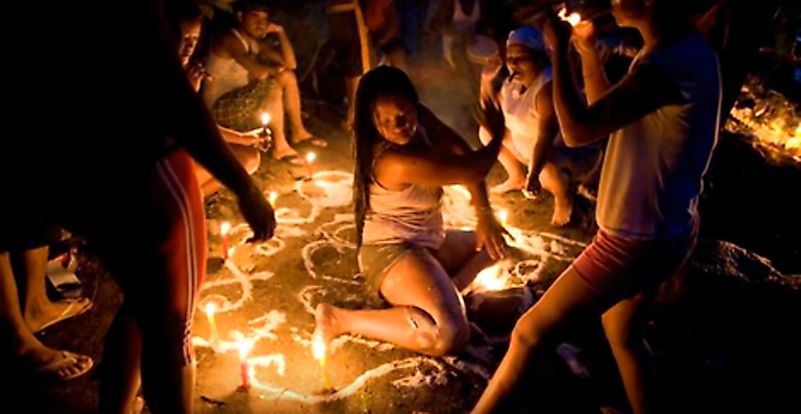 This religion draws its influences from Voodoo and Roman Catholicism. Image credit: ancient-origins.net This religion draws its influences from Voodoo and Roman Catholicism. Image credit: ancient-origins.net