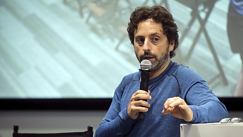 Sergey Brin speaking. Editorial credit: Euters / Elijah Nouvelage