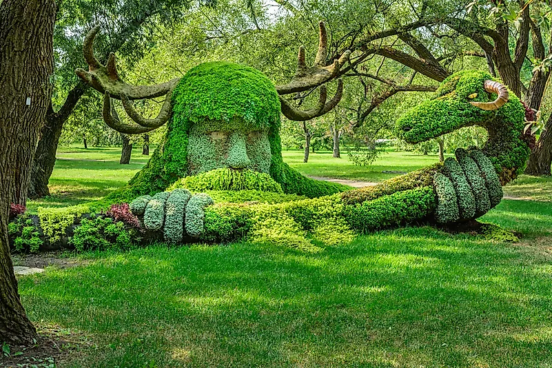 A sculpture in the Montreal Botanical Gardens. A sculpture in the Montreal Botanical Gardens.